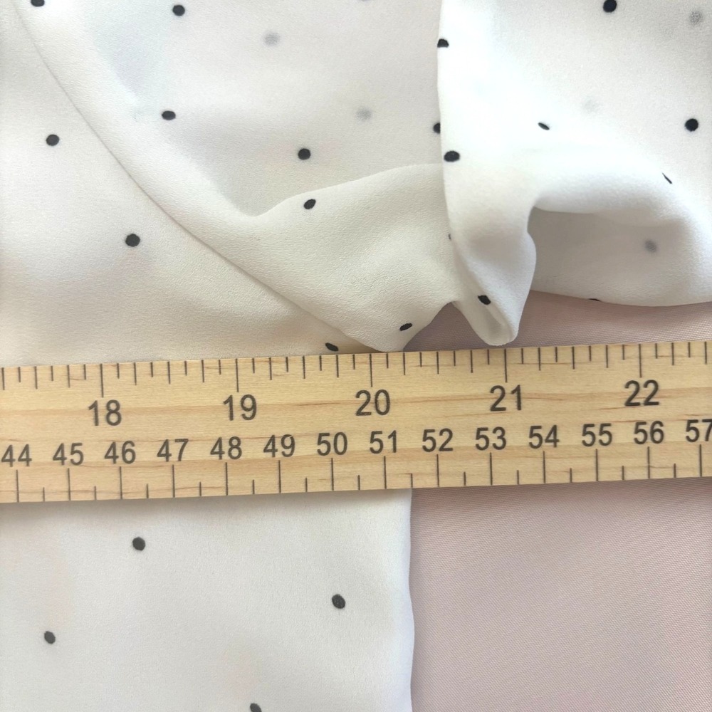 LOFT Simple Chic Elevated Basic Polka Dot Long Sleeve Square Neck Blouse M - Picture 5 of 8